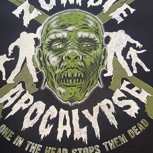 ZOMBIE APOCALYPSE  men’s black t-shirt size XXL, "Happy Halloween Hunting#7969